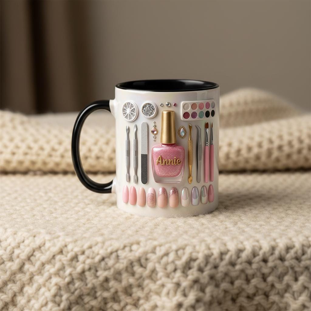 Custom Name Nail Tech Coffee Mug, Personalized Nail Salon Owner Accent Mug, Gift for Nail Artist - image 2