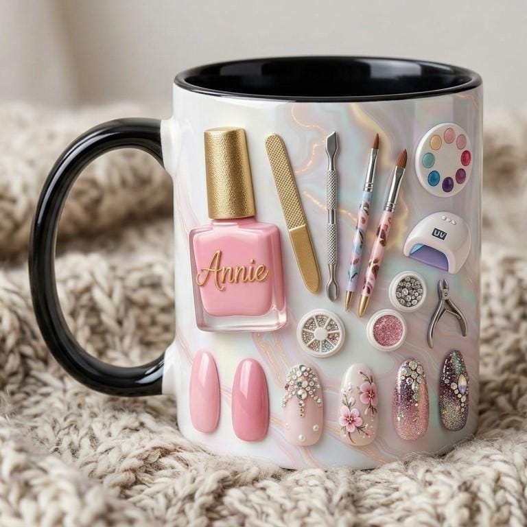 Custom Name Nail Tech Coffee Mug, Personalized Nail Salon Owner Accent Mug, Gift for Manicurist - image 3