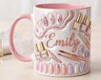 Custom Name Nail Tech Coffee Mug, Nail Salon Owner Manicurist Accent Mug, Gift for Nail Artist