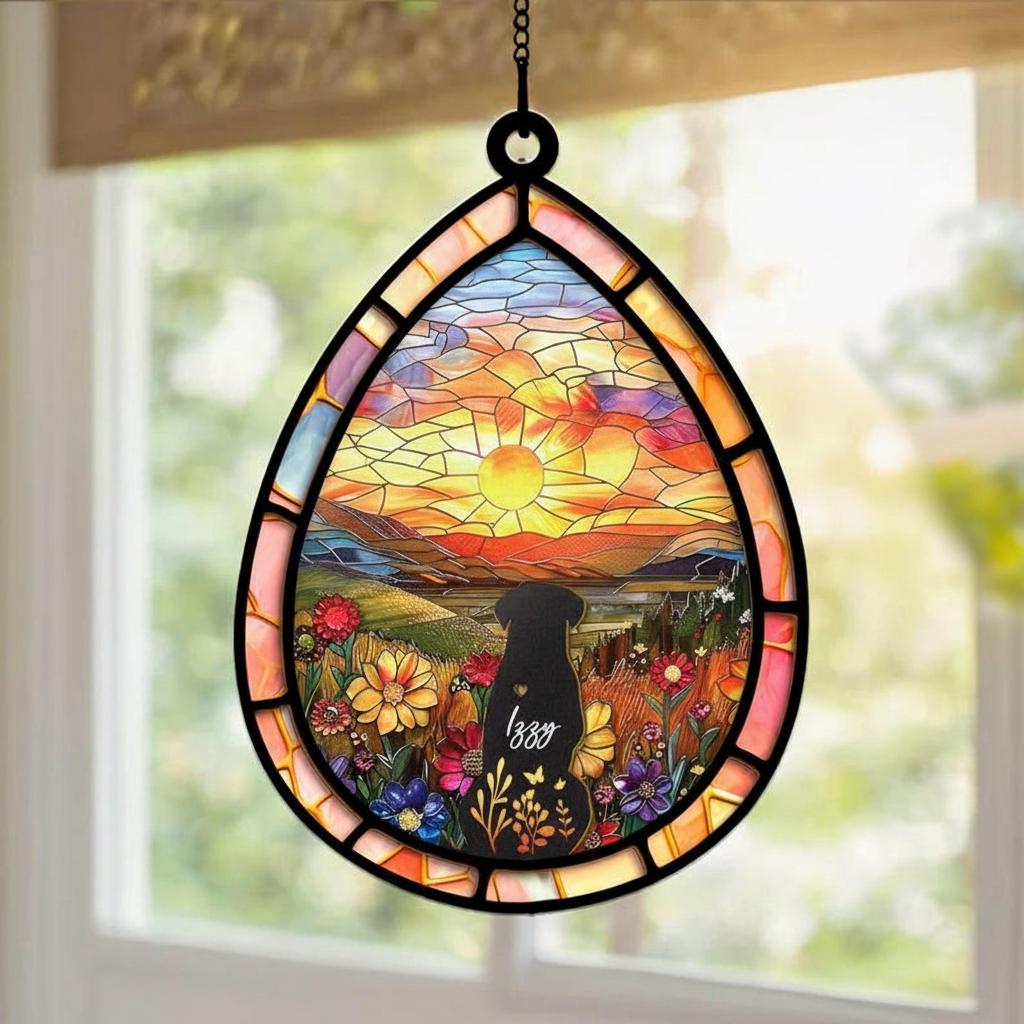 Personalized Dog Loss Sympathy Gift, Custom Dog Memorial Suncatcher, Teardrop Dog Memorial Suncatcher, Puppy Loss Gift, Pet Memorial Gift