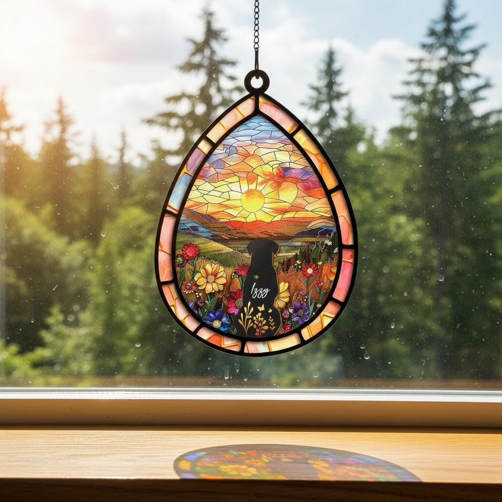Personalized Dog Loss Sympathy Gift, Custom Dog Memorial Suncatcher, Teardrop Dog Memorial Suncatcher, Puppy Loss Gift, Pet Memorial Gift - image 6