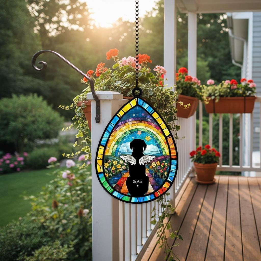 Custom Dog Rainbow Bridge Suncatcher, Personalized Dog Loss Sympathy Gift, Teardrop Dog Memorial Suncatcher, Puppy Loss Gift,Pet Memorial - image 6