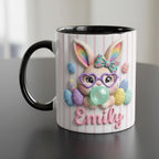 Personalized Bunny Easter Mug, Custom Name Easter Eggs Coffee Mugs, Cute Rabbit Easter Day Cup - image 2