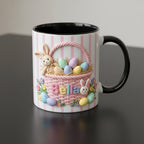 Personalized Bunny Easter Basket Mug, Custom Name Easter Eggs Coffee Mugs, Rabbit Easter Day Cup - image 3