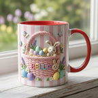 Personalized Bunny Easter Mug, Custom Name Easter Eggs Coffee Mugs, Cute Rabbit Easter Day Cup - image 2