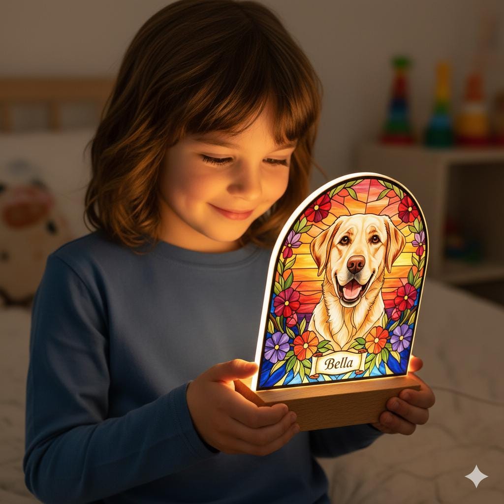 Custom Dog Memorial Acrylic Stained Glass Night Light, Personalized Bedroom LED Decor Sign,  Dog Remembrance Gift ,Gift for Pets - image 4