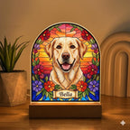 Custom Dog Memorial Acrylic Stained Glass Night Light, Personalized Bedroom LED Decor Sign,  Dog Remembrance Gift ,Gift for Pets