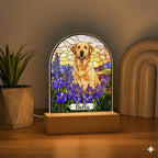 Custom Dog Memorial Acrylic Stained Glass Night Light, Personalized Bedroom LED Decor Sign,  Dog Remembrance Gift , Pet Portrait From Photo