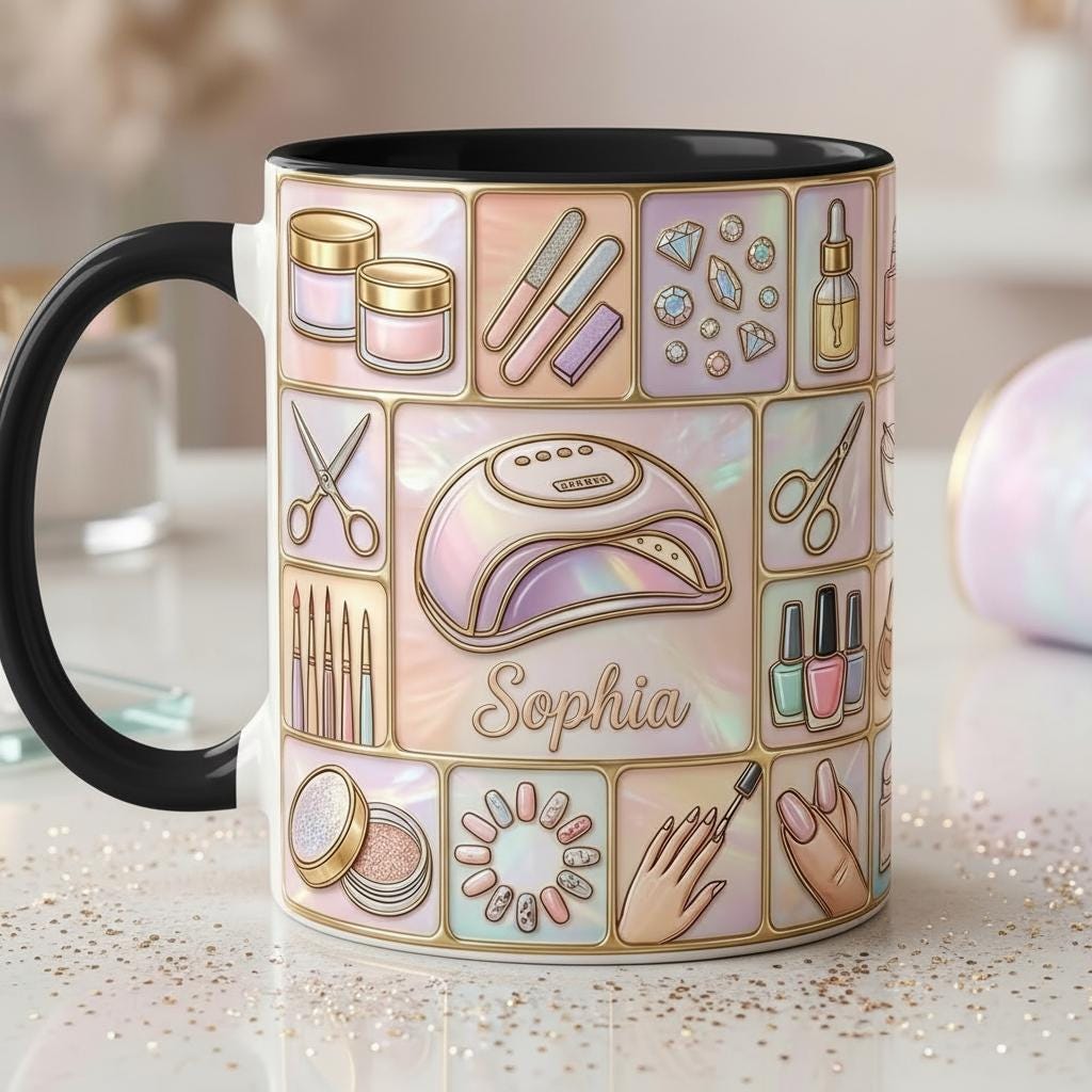 Personalized Nail Tech Faux 3D Effect Mug, Nail Artist Gift, Nail Art Coffee Mug, Manicurist Gift, Beauty Salon Mug - image 6
