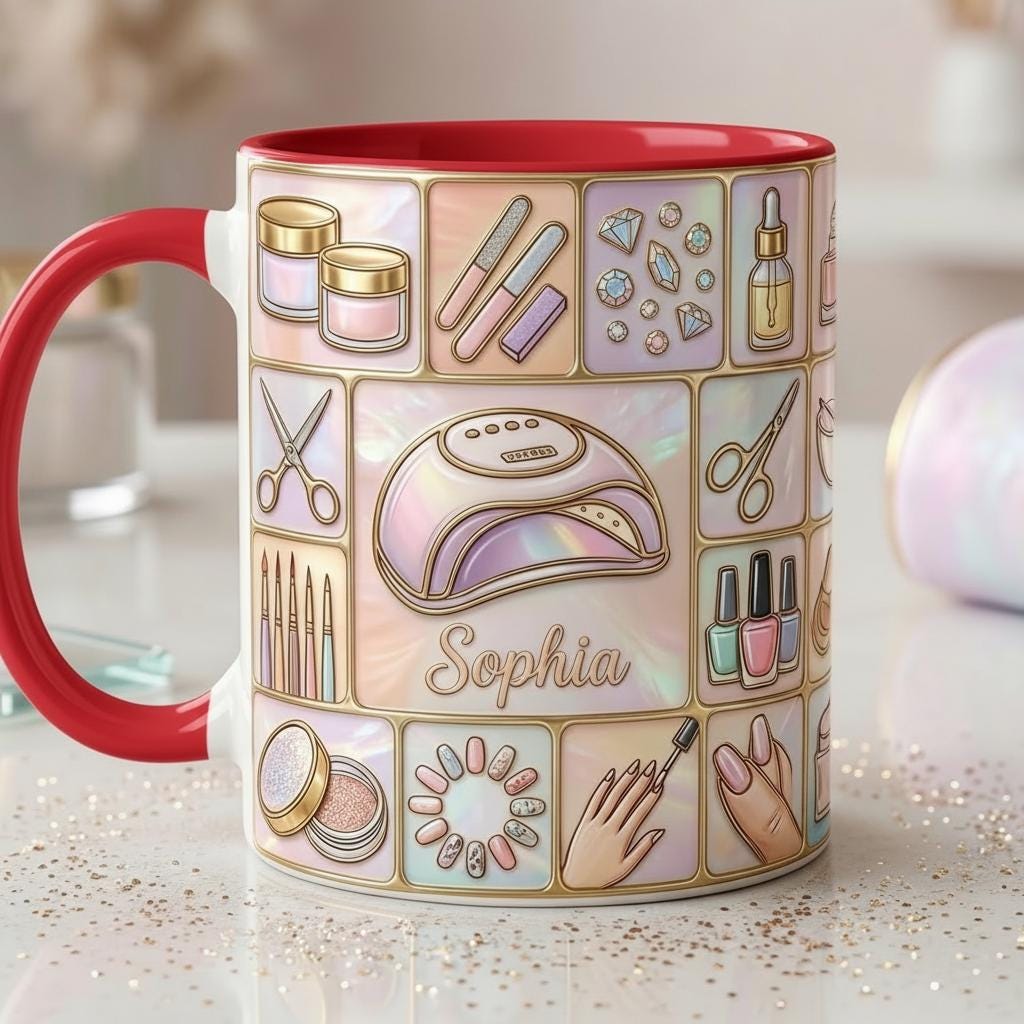 Personalized Nail Tech Faux 3D Effect Mug, Nail Artist Gift, Nail Art Coffee Mug, Manicurist Gift, Beauty Salon Mug - image 4