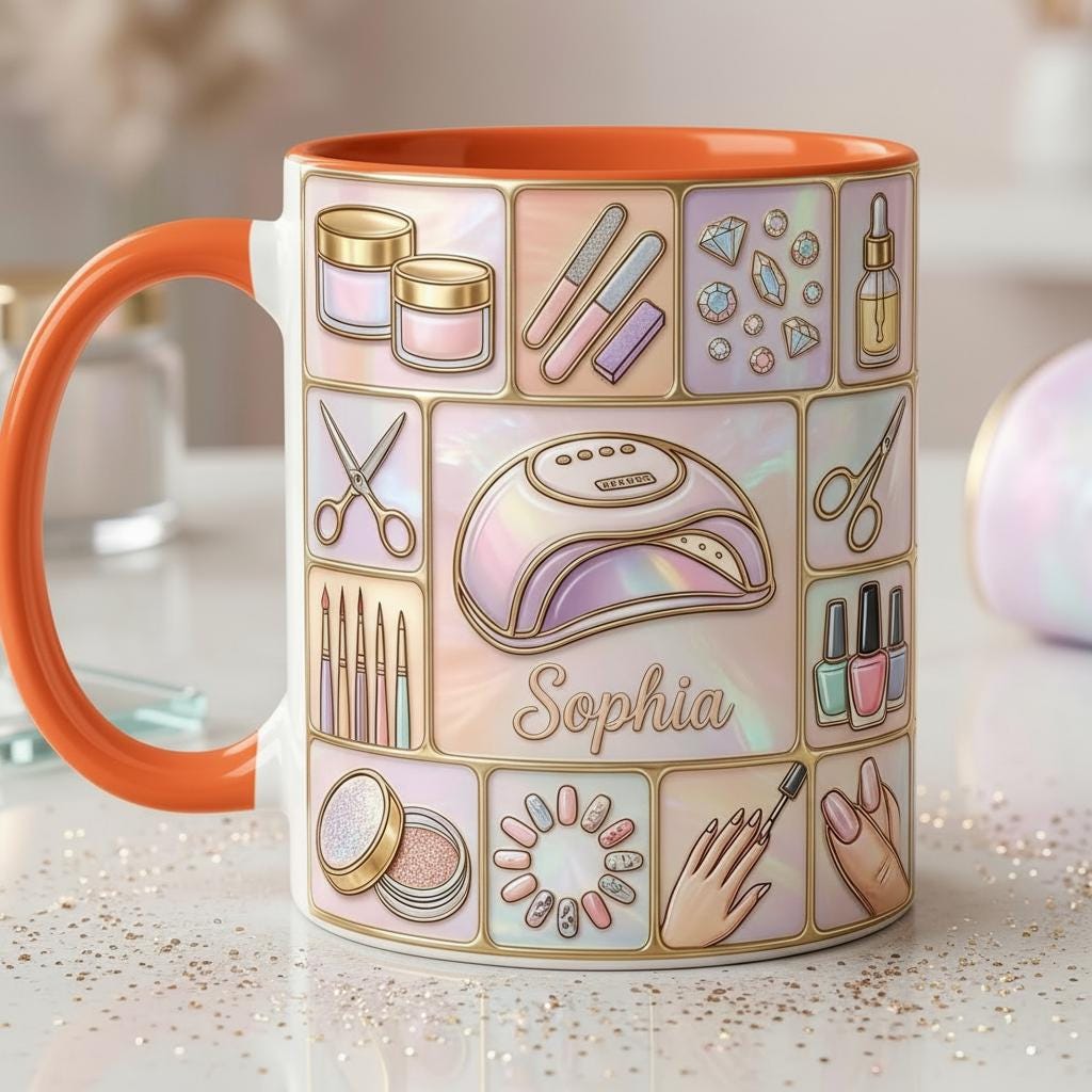 Personalized Nail Tech Faux 3D Effect Mug, Nail Artist Gift, Nail Art Coffee Mug, Manicurist Gift, Beauty Salon Mug - image 5