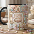 Custom Name Crochet Faux 3D Effect Mug, Knitting Lover Gift - image 5
