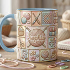 Custom Name Crochet Faux 3D Effect Mug, Knitting Lover Gift - image 3