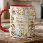 Custom Name Baker’s Dream Faux 3D Effect Mug, Just A Girl Who Loves Baking Mug, Baking Tools Design, Kitchen Baking Gift For Her - image 2