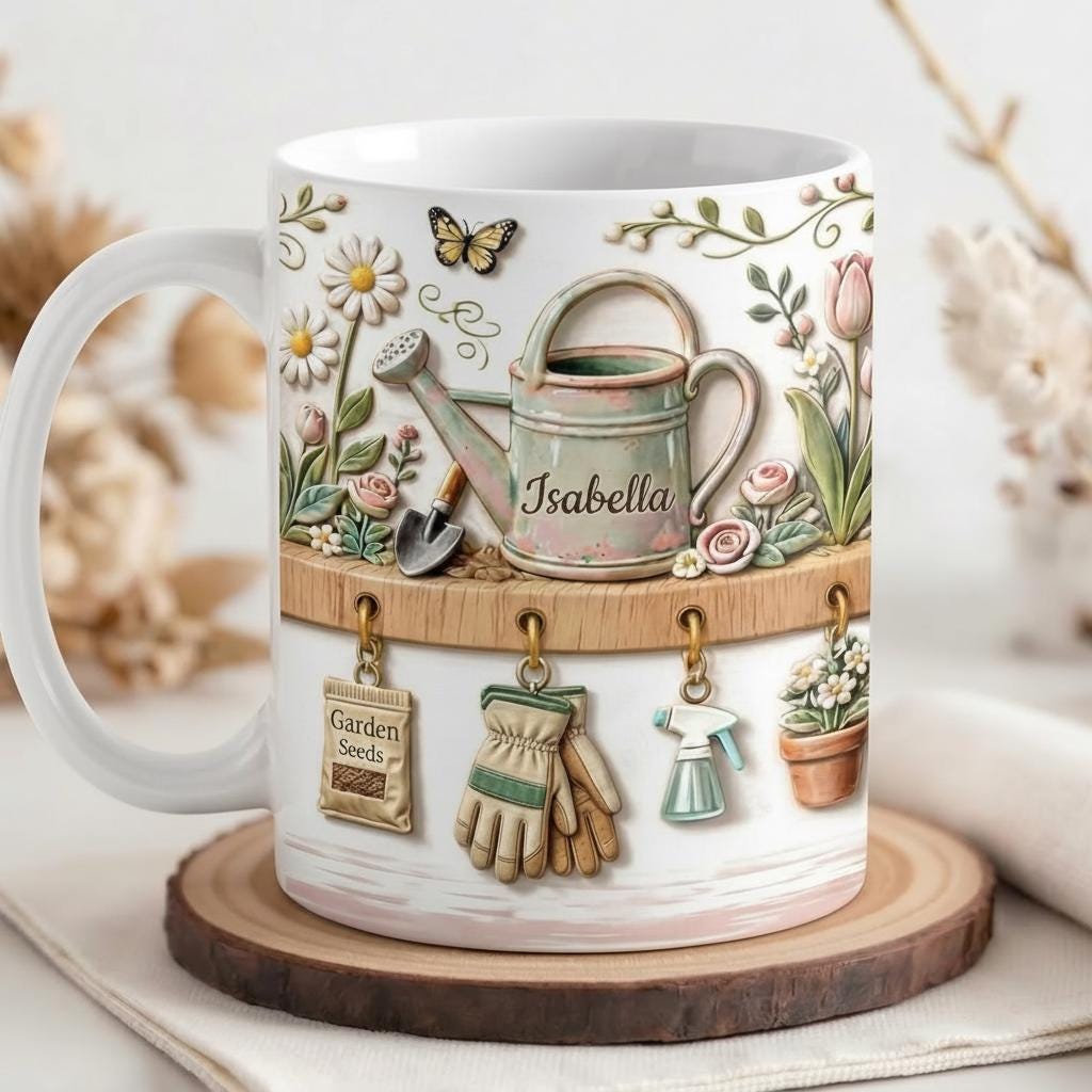 Personalized Gardening Mug, Faux 3D Effect Mug, Gardening Gift, Gift For Mom Grandma - image 2