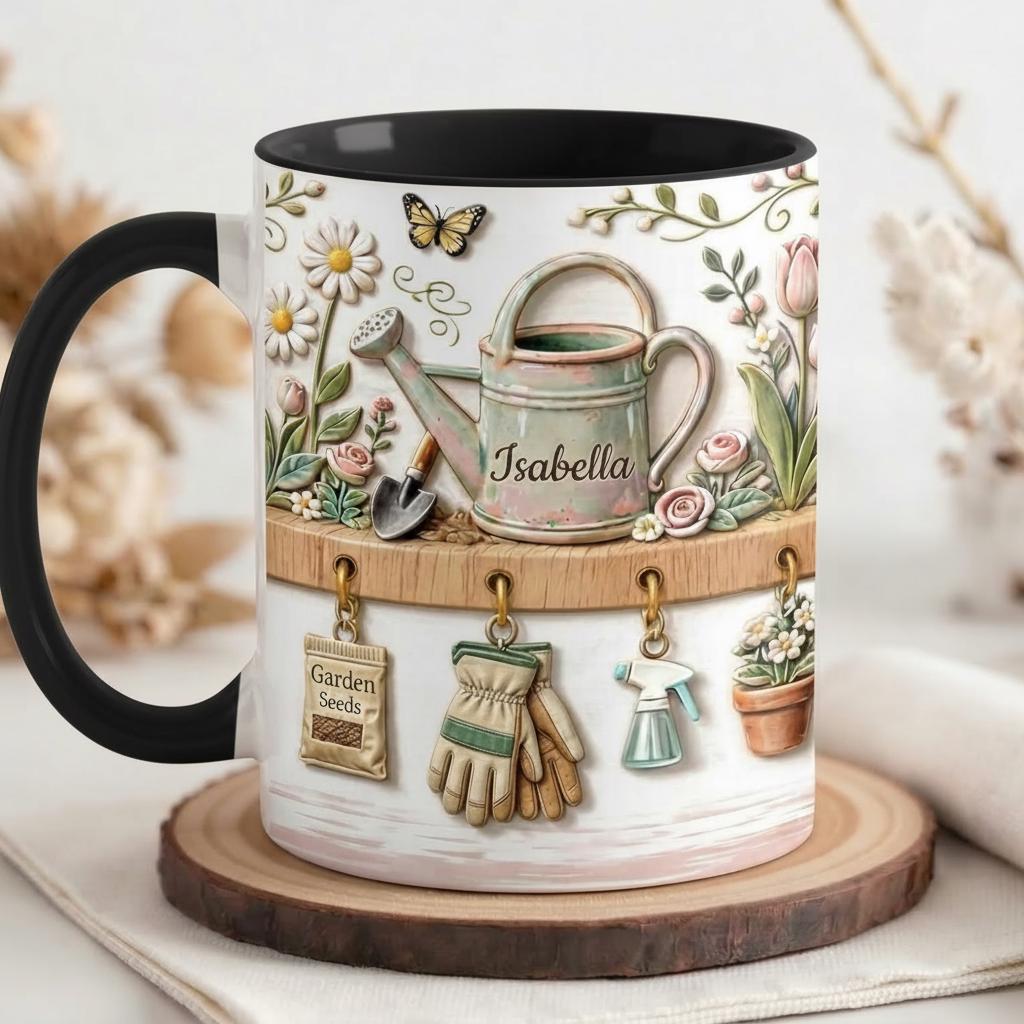 Personalized Gardening Mug, Faux 3D Effect Mug, Gardening Gift, Gift For Mom Grandma - image 3