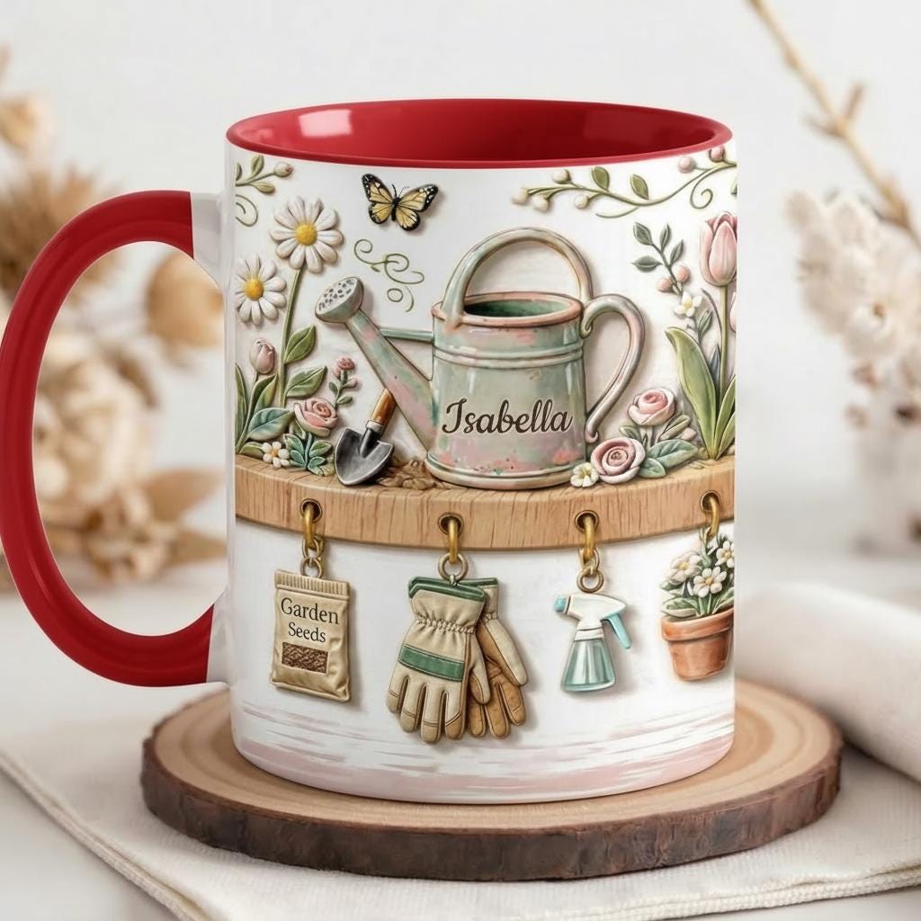 Personalized Gardening Mug, Faux 3D Effect Mug, Gardening Gift, Gift For Mom Grandma - image 4