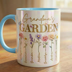 Personalized Mom Flower Mug, Mothers Day Gift, Birth Flower Planter with Kids Names, Faux 3D - image 3