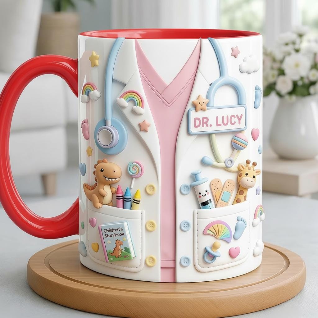 Personalized Pediatrician Faux 3D Mug, Cute Baby Doctor Coffee Cup, Pediatric Doctor Gift, Pediatrician Appreciation - image 5