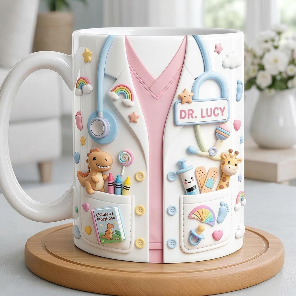 Personalized Pediatrician Faux 3D Mug, Cute Baby Doctor Coffee Cup, Pediatric Doctor Gift, Pediatrician Appreciation - image 3