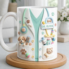 Personalized Veterinarian Faux 3D Mug, Cute Vet Gift for Animal Doctor, Veterinary Appreciation