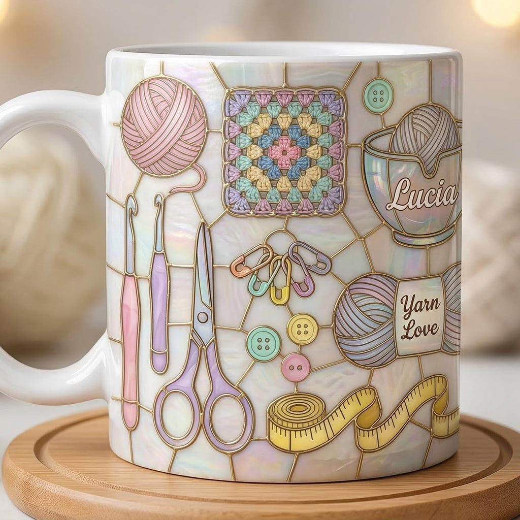 Personalized Crochet Faux 3D Effect Mug, Knitting Lover Gift, Crochet Lover - image 3