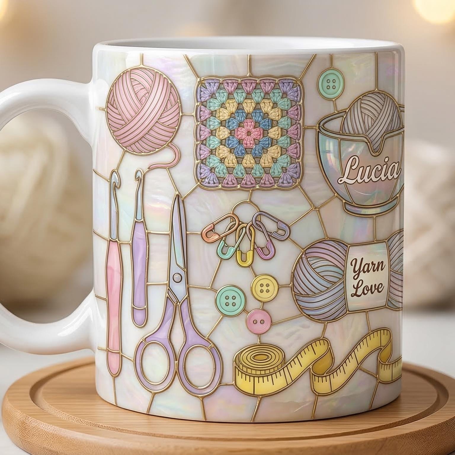 Personalized Crochet Faux 3D Effect Mug, Knitting Lover Gift, Crochet Lover - image 3