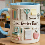 Custom Name Teacher Faux 3D Effect Mug, 2D Flat Teacher Gift - image 5