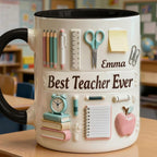 Custom Name Teacher Faux 3D Effect Mug, 2D Flat Teacher Gift - image 4