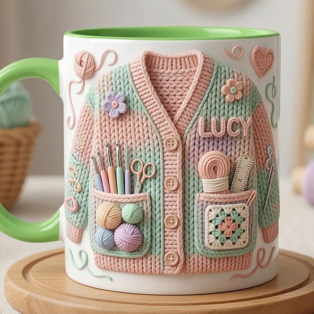 Personalized Crochet Lover Mug, Faux 3D Effect Accent Mug, Gift For Crochet Lovers - image 3