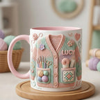 Personalized Crochet Lover Mug, Faux 3D Effect Accent Mug, Gift For Crochet Lovers