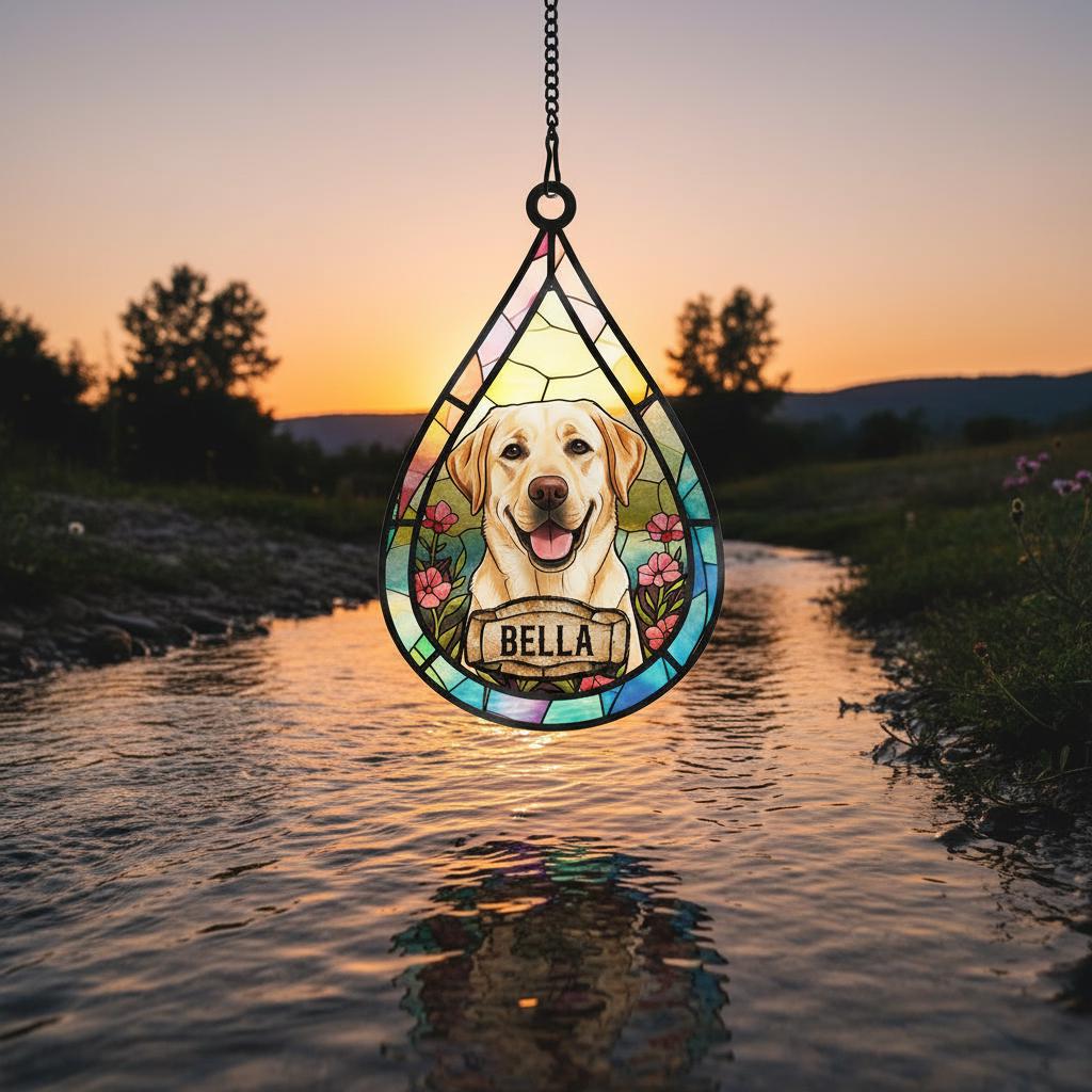 Personalized Dog Memorial Suncatcher, Custom Dog Photo Gift, Teardrop Dog Memorial Suncatcher, Dog Loss Keepsake, pet sympathy gift - image 5