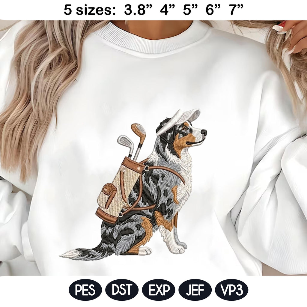 Funny Golf Dog Embroidery Bundle, Preppy Sporting Dog Embroidery Design, Retriever Poodle Golf Machine Embroidery, 5 sizes, Digital Download - image 3