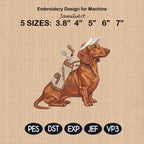 Funny Golf Dachshund Embroidery Design, Wiener Dog With Golf Clubs, Cute Pet Machine Embroidery File, Golfer Gift, 5 sizes, Digital Download