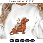 Funny Golf Dachshund Embroidery Design, Wiener Dog With Golf Clubs, Cute Pet Machine Embroidery File, Golfer Gift, 5 sizes, Digital Download - image 3