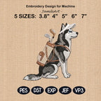 Husky Dog Golf Embroidery Design, Cute Siberian Husky Golfer Embroidery File, Pet Lover Gift, Machine Embroidery, 5 sizes, Digital Download
