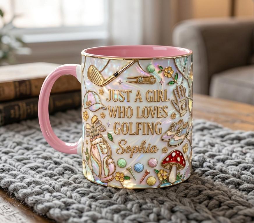 Personalized Golf Lover Mug, Custom Golfer Coffee Mug, Sports Gift for Her, Just a Girl Who Loves Golfing