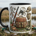 Custom Name Hunting Faux 3D Effect Accent Mug, Nature Lover Hunter Coffee Mug, Gift For Him, Father's Day Gift, Duck Hunting 2D Flat Mug