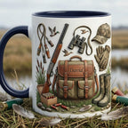 Custom Name Hunting Faux 3D Effect Accent Mug, Nature Lover Hunter Coffee Mug, Gift For Him, Father's Day Gift, Duck Hunting 2D Flat Mug - image 2