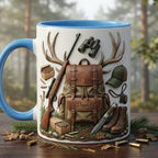 Personalized Hunting Faux 3D Effect Accent Mug, Nature Lover Hunter Coffee Mug, Gift For Him, Father's Day, 2D Flat Mug - image 4