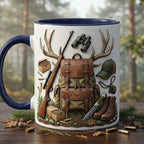 Personalized Hunting Faux 3D Effect Accent Mug, Nature Lover Hunter Coffee Mug, Gift For Him, Father's Day, 2D Flat Mug - image 2