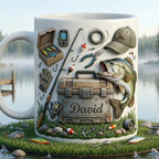 Personalized Fishing Mug, Fishing Lures Coffee Accent Mug, Father's Day Gift, Gift For Fisherman, Fishing Lover Cups 2D Flat Mug - image 3