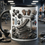 Personalized Fitness Faux 3D Mug, Custom Name Coffee Cup For Gym Enthusiasts 2D Flat Mug