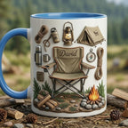 Personalized Camping Accent Mug, Faux 3D Effect Cup, Custom Mountain Camping Mug, 2D Flat Mug - image 3