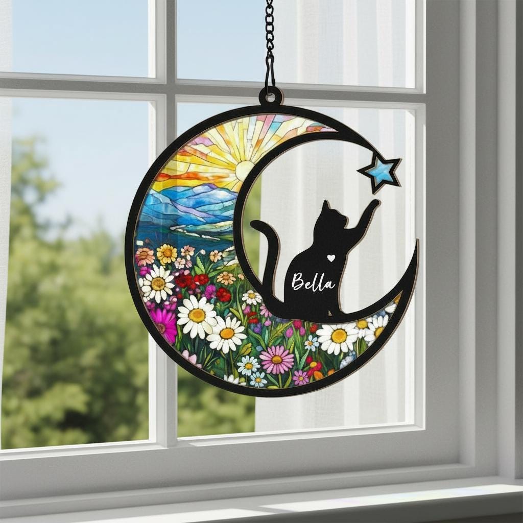 Personalized Cat Memorial With Cat Suncatcher, Custom Loss Of Cat Sympathy Gift, Cat Memorial Gift, Gift For Cat Lovers - image 4