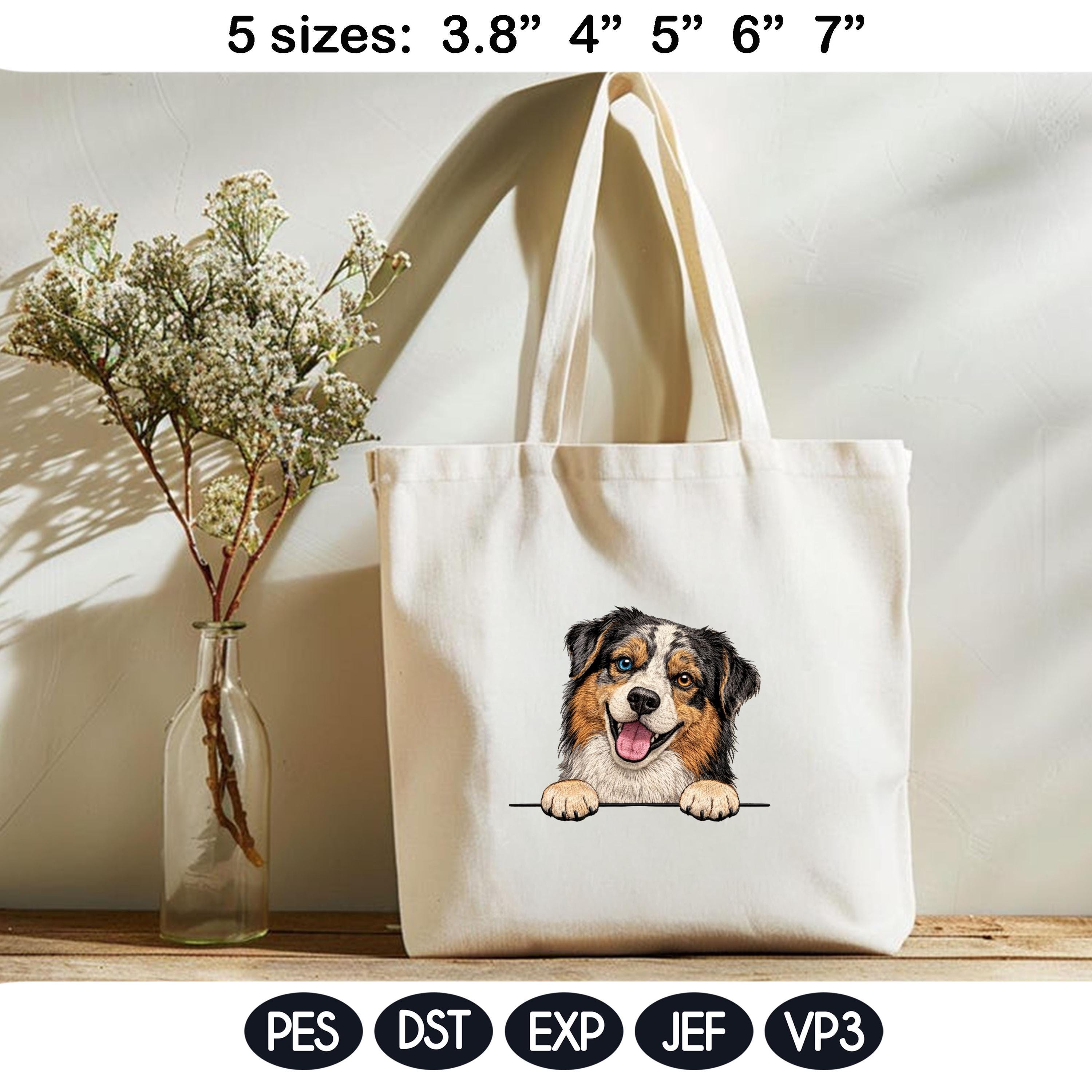 Cute Aussie Puppy Peek Dog Embroidery Design, Australian Shepherd In The Hoop Pattern, Adorable Pet Lover Gift Machine Embroidery File - image 5