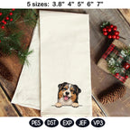 Cute Aussie Puppy Peek Dog Embroidery Design, Australian Shepherd In The Hoop Pattern, Adorable Pet Lover Gift Machine Embroidery File - image 4