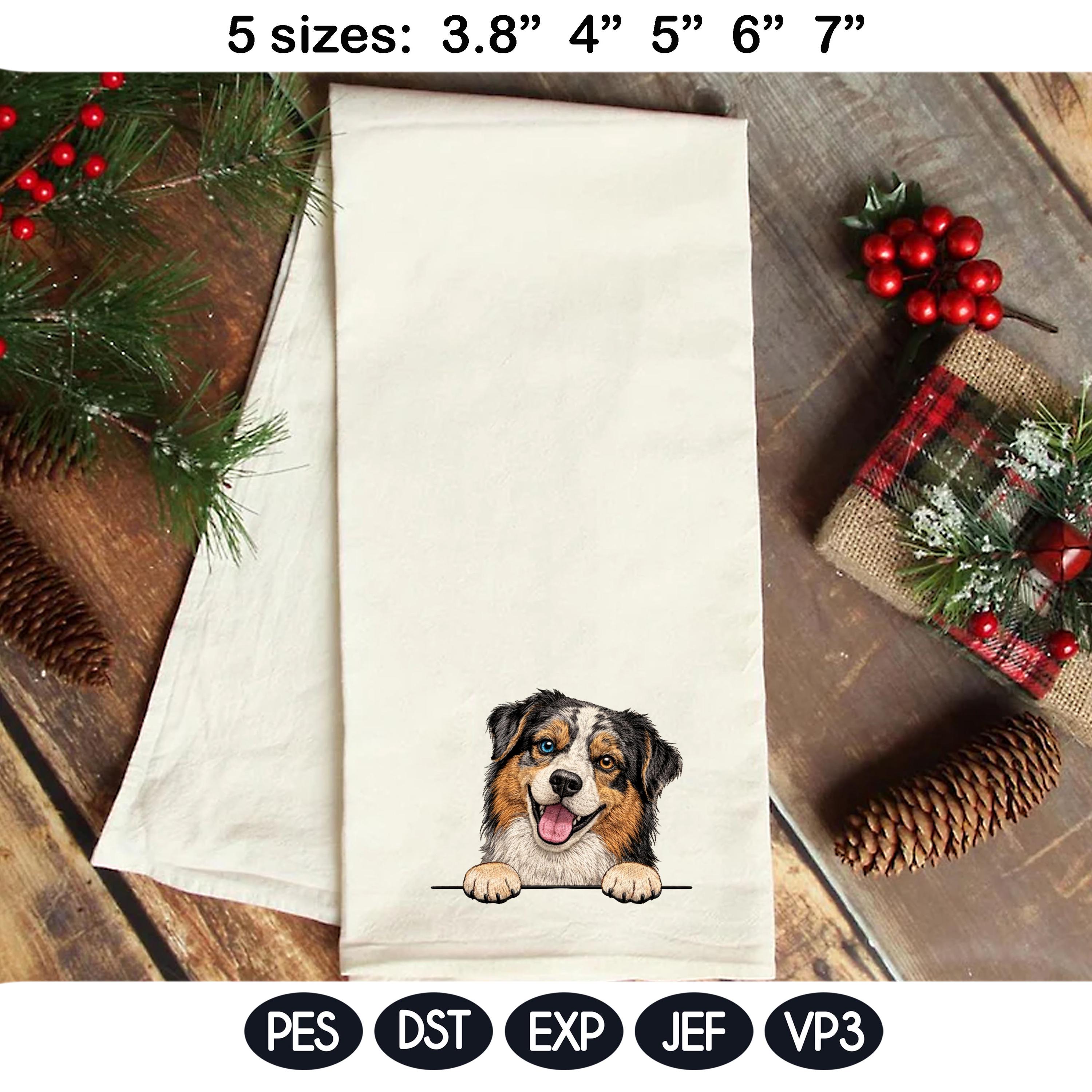 Cute Aussie Puppy Peek Dog Embroidery Design, Australian Shepherd In The Hoop Pattern, Adorable Pet Lover Gift Machine Embroidery File - image 4