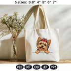 Cute Yorkie Puppy Peek Dog Embroidery Design With Bow, Yorkshire Terrier In The Hoop Pattern, Dog Mom Gift Machine Embroidery File - image 4
