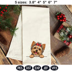 Cute Yorkie Puppy Peek Dog Embroidery Design With Bow, Yorkshire Terrier In The Hoop Pattern, Dog Mom Gift Machine Embroidery File - image 5